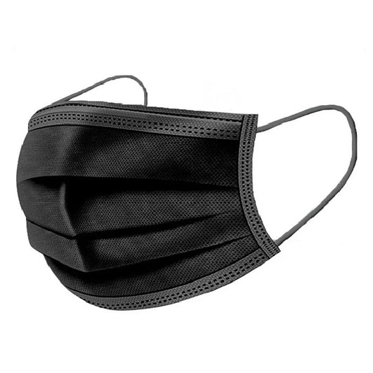 Face Masks, 3 Ply, Pleated, Black