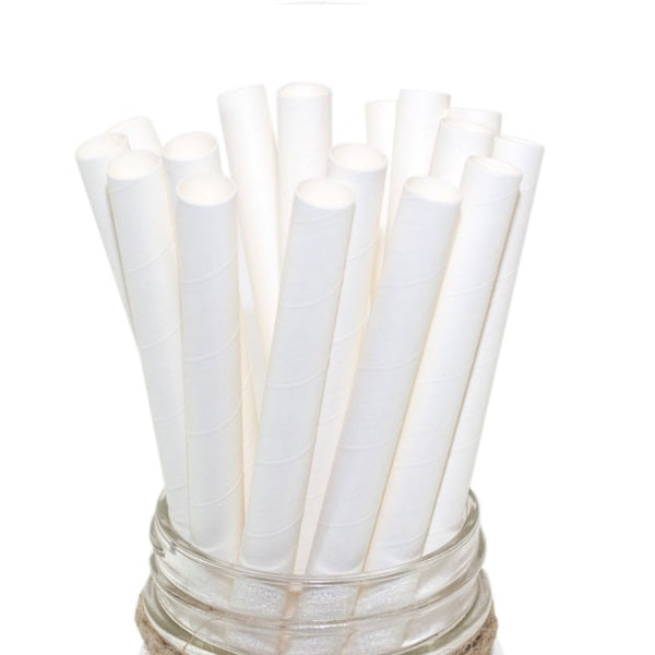 Paper Straws, White Milkshake, Unwrapped, 8"