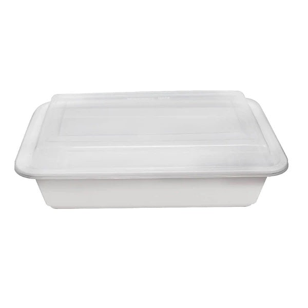 Food Containers, Plastic Container & Lid, 8x6x2"