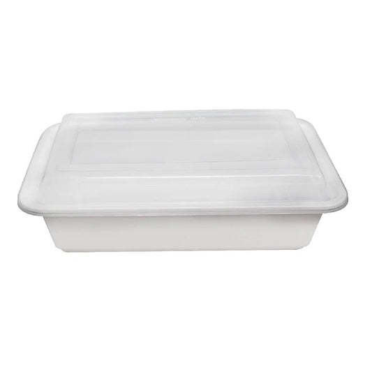 Food Containers, Plastic Container & Lid, 8x6x2"