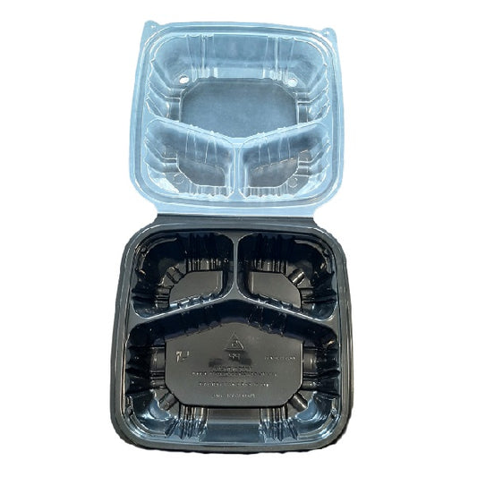 Food Containers, Hinged 3 Compartments, Plastic