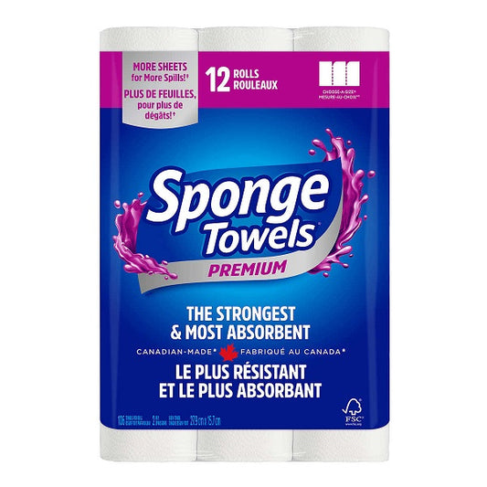 Paper Towels, Premium Sponge Towels, 12 Rolls